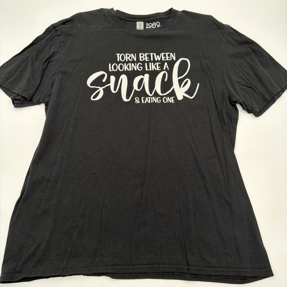 Gildan "Torn Between Looking Like A Snack Or Eating One" Women's XL Black Shirt